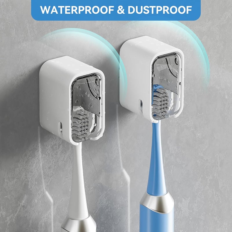 MOPMS Toothbrush Holders for Bathroom【Innovation Single Slot Design】 2PCS Toothbrush Holder Wall Mounted with Cover for Shower, Single Toothbrush Dispenser Storage Organizer for Family & Travel - Image 2